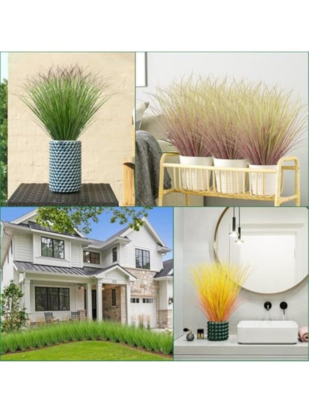 Artificial Grass Plants Faux Greenery Outdoor UV Resistant Home Decor Set - Picture 7 of 7